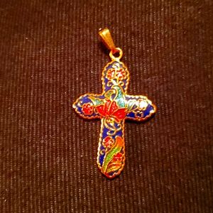 Vintage Cloisonne Cross pendant